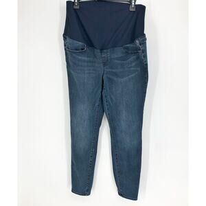 INGRID & ISABEL Over Belly Skinny Maternity Jean Large 32 Dark Blue Stretch NWOT